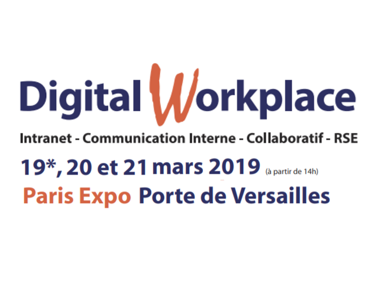 3e MONDE animera 2 ateliers lors du salon Digital Workplace à Paris les 19, 20 et 21 mars 2019